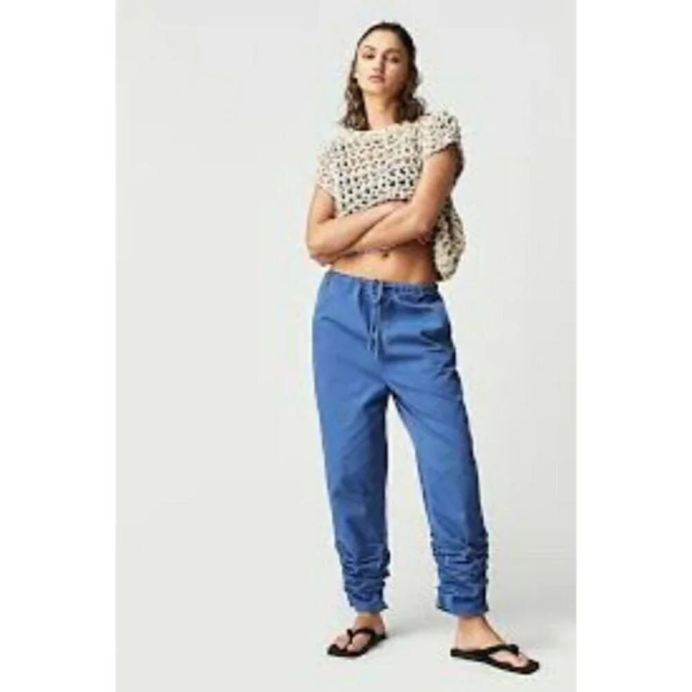 NEW FREE PEOPLE LIGHT PARACHUTE BLUE PANTS SMALL